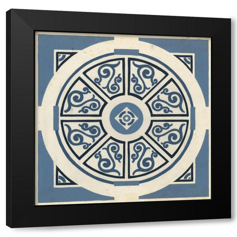 Indigo Motif VIII Black Modern Wood Framed Art Print by Vess, June Erica