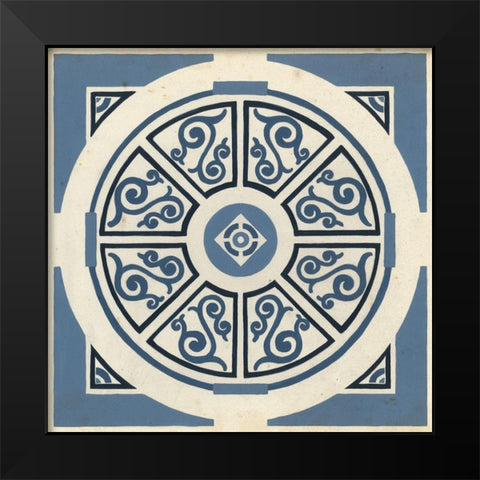 Indigo Motif VIII Black Modern Wood Framed Art Print by Vess, June Erica