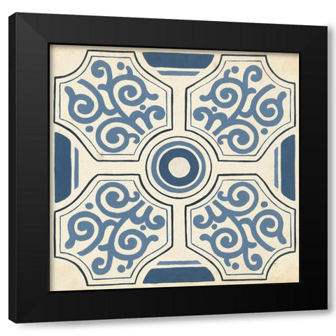 Indigo Motif IX Black Modern Wood Framed Art Print with Double Matting by Vess, June Erica
