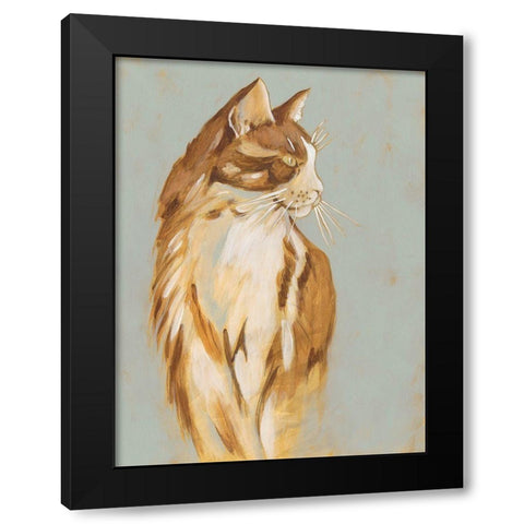 Lap Cat I Black Modern Wood Framed Art Print with Double Matting by Zarris, Chariklia