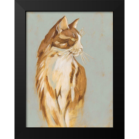 Lap Cat I Black Modern Wood Framed Art Print by Zarris, Chariklia