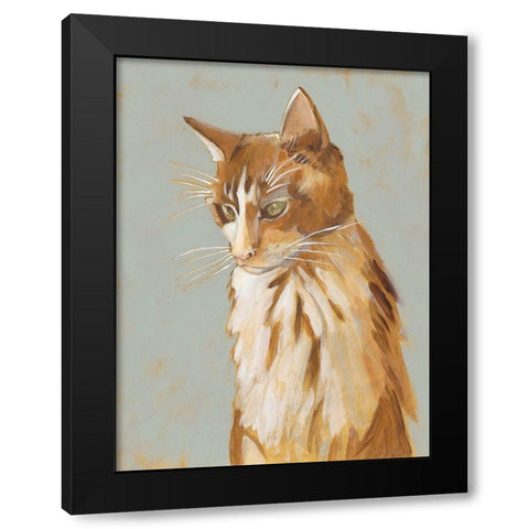 Lap Cat II Black Modern Wood Framed Art Print with Double Matting by Zarris, Chariklia