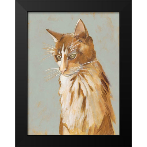 Lap Cat II Black Modern Wood Framed Art Print by Zarris, Chariklia