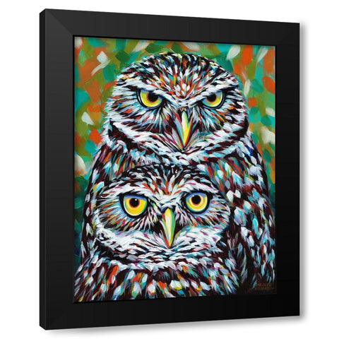 Fury Feather Friends I Black Modern Wood Framed Art Print by Vitaletti, Carolee