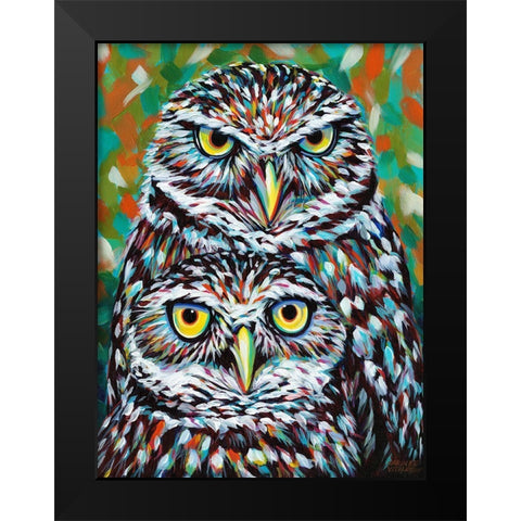 Fury Feather Friends I Black Modern Wood Framed Art Print by Vitaletti, Carolee