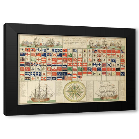 Sea Flags of all Nations Black Modern Wood Framed Art Print with Double Matting by Mondhare, Louis Joseph