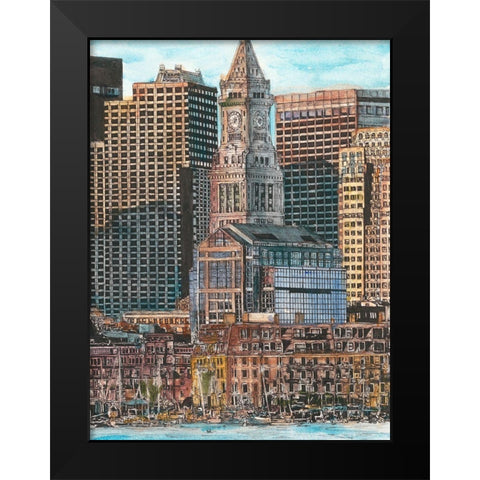 US Cityscape-Boston Black Modern Wood Framed Art Print by Wang, Melissa