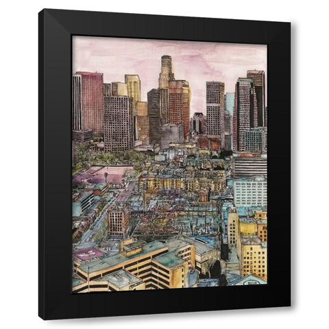 US Cityscape-Los Angeles Black Modern Wood Framed Art Print with Double Matting by Wang, Melissa