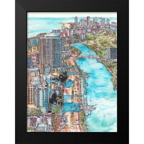 US Cityscape-Miami Black Modern Wood Framed Art Print by Wang, Melissa