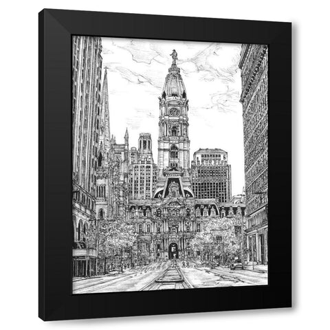 BandW Us Cityscape-Philadelphia Black Modern Wood Framed Art Print by Wang, Melissa