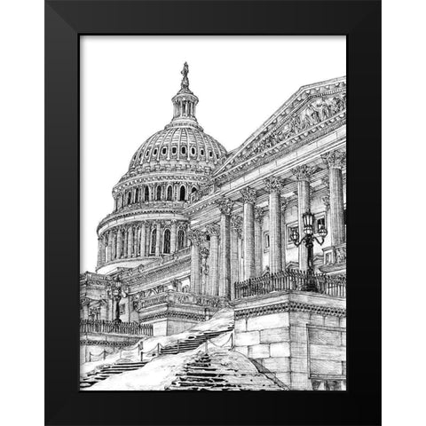 BandW Us Cityscape-Washington DC Black Modern Wood Framed Art Print by Wang, Melissa