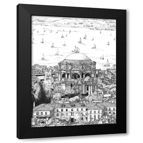 BandW Us Cityscape-San Francisco Black Modern Wood Framed Art Print with Double Matting by Wang, Melissa