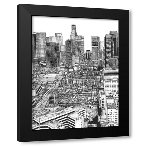 BandW Us Cityscape-Los Angeles Black Modern Wood Framed Art Print with Double Matting by Wang, Melissa