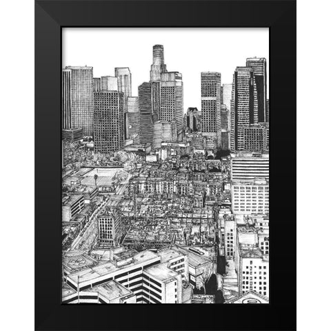 BandW Us Cityscape-Los Angeles Black Modern Wood Framed Art Print by Wang, Melissa
