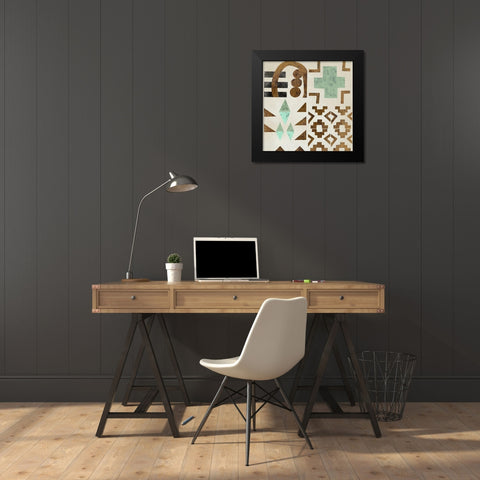 Geo Tile I Black Modern Wood Framed Art Print by Zarris, Chariklia