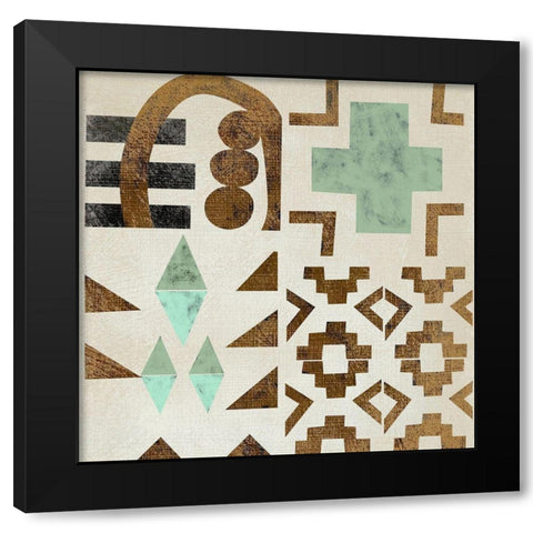 Geo Tile I Black Modern Wood Framed Art Print with Double Matting by Zarris, Chariklia