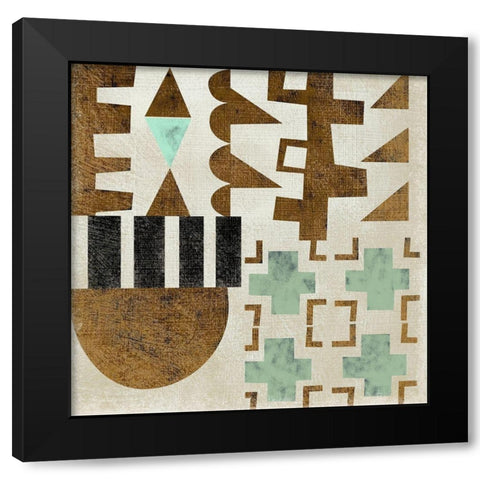 Geo Tile II Black Modern Wood Framed Art Print with Double Matting by Zarris, Chariklia