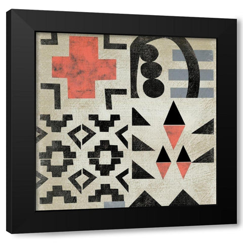 Geo Tile III Black Modern Wood Framed Art Print with Double Matting by Zarris, Chariklia