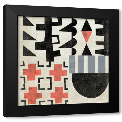 Geo Tile IV Black Modern Wood Framed Art Print with Double Matting by Zarris, Chariklia