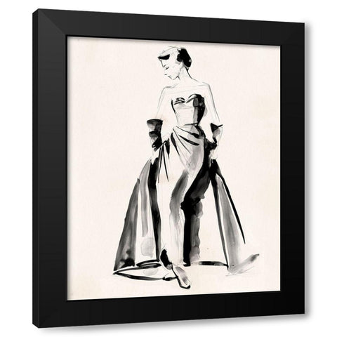 Vintage Costume Sketch I Black Modern Wood Framed Art Print by Parker, Jennifer Paxton