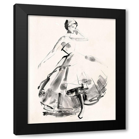 Vintage Costume Sketch II Black Modern Wood Framed Art Print by Parker, Jennifer Paxton