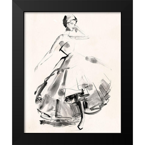 Vintage Costume Sketch II Black Modern Wood Framed Art Print by Parker, Jennifer Paxton