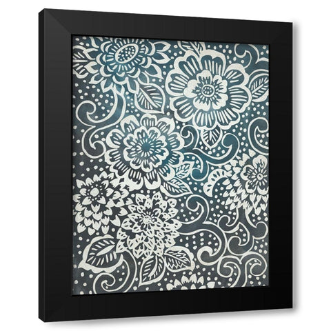 Floral Batik I Black Modern Wood Framed Art Print with Double Matting by Zarris, Chariklia