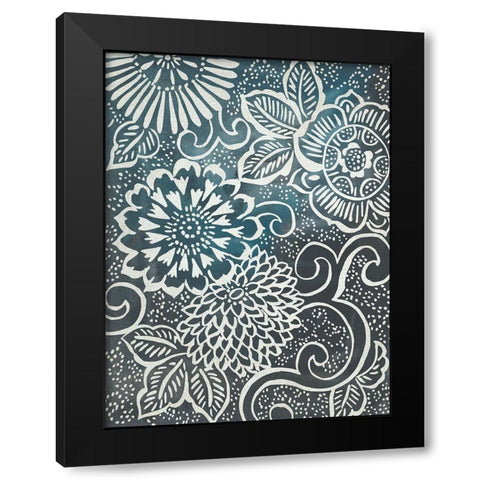 Floral Batik II Black Modern Wood Framed Art Print with Double Matting by Zarris, Chariklia