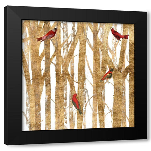 Red Bird Christmas II Black Modern Wood Framed Art Print by Studio W