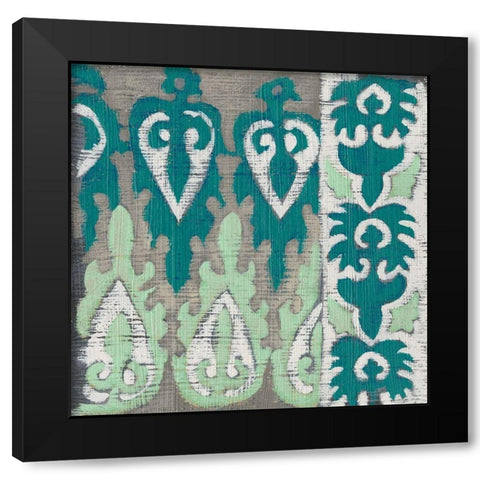 Teal Tapestry II Black Modern Wood Framed Art Print with Double Matting by Zarris, Chariklia