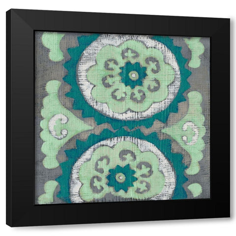 Teal Tapestry III Black Modern Wood Framed Art Print with Double Matting by Zarris, Chariklia