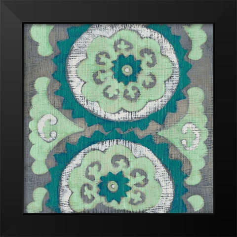 Teal Tapestry III Black Modern Wood Framed Art Print by Zarris, Chariklia