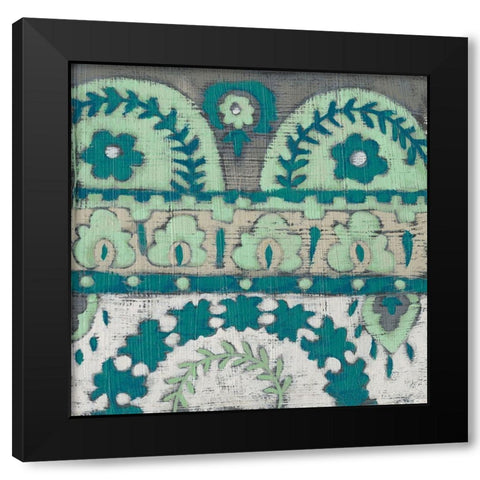 Teal Tapestry IV Black Modern Wood Framed Art Print with Double Matting by Zarris, Chariklia