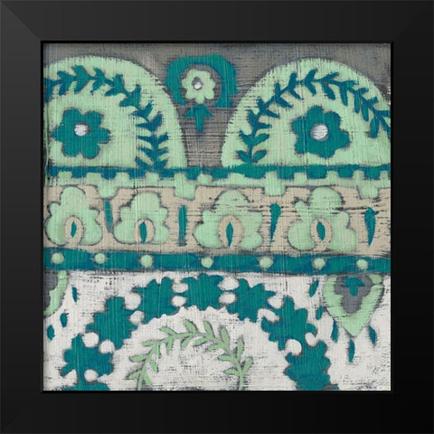 Teal Tapestry IV Black Modern Wood Framed Art Print by Zarris, Chariklia