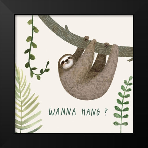 Sloth Sayings I Black Modern Wood Framed Art Print by Borges, Victoria