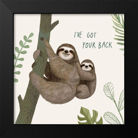 Sloth Sayings III Black Modern Wood Framed Art Print by Borges, Victoria