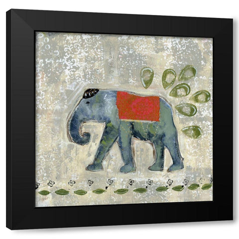 Global Elephant IV Black Modern Wood Framed Art Print by Daavettila, Tara