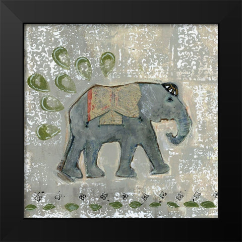 Global Elephant VI Black Modern Wood Framed Art Print by Daavettila, Tara