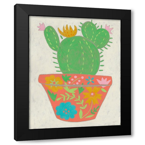 Happy Cactus I Black Modern Wood Framed Art Print with Double Matting by Zarris, Chariklia