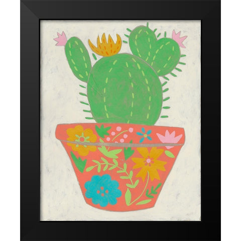 Happy Cactus I Black Modern Wood Framed Art Print by Zarris, Chariklia