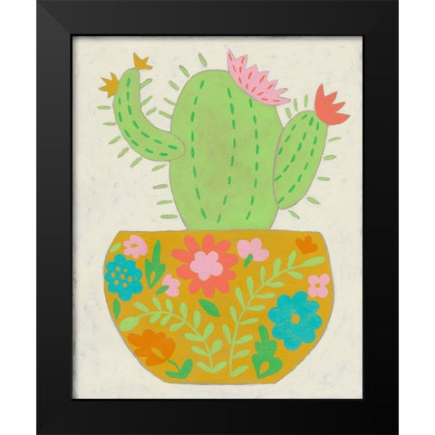 Happy Cactus II Black Modern Wood Framed Art Print by Zarris, Chariklia