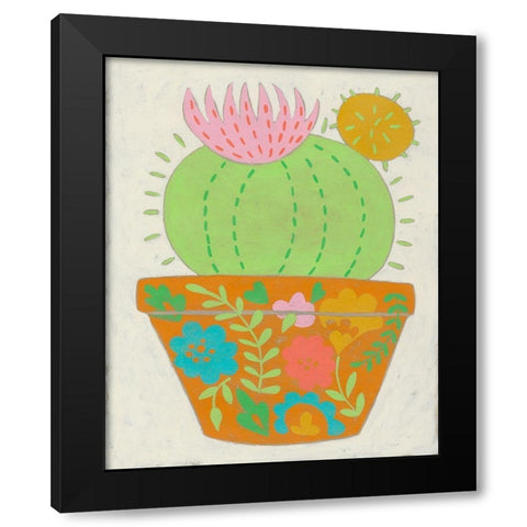 Happy Cactus III Black Modern Wood Framed Art Print with Double Matting by Zarris, Chariklia