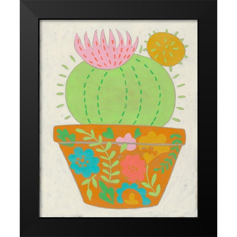 Happy Cactus III Black Modern Wood Framed Art Print by Zarris, Chariklia