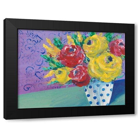 Fearless Floral I Black Modern Wood Framed Art Print with Double Matting by Moore, Regina