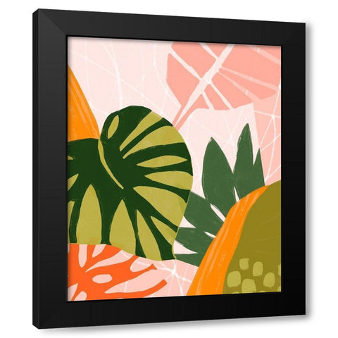 Jungle Collage I Black Modern Wood Framed Art Print by Vess, June Erica