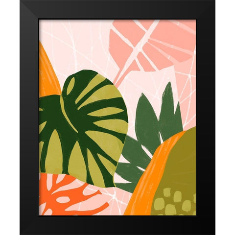 Jungle Collage I Black Modern Wood Framed Art Print by Vess, June Erica