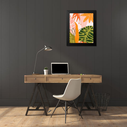 Jungle Collage II Black Modern Wood Framed Art Print by Vess, June Erica
