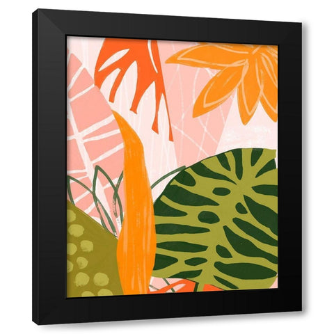 Jungle Collage II Black Modern Wood Framed Art Print with Double Matting by Vess, June Erica