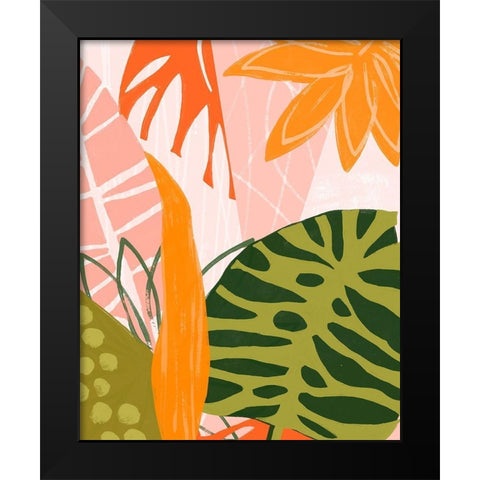Jungle Collage II Black Modern Wood Framed Art Print by Vess, June Erica