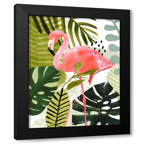 Flamingo Forest I Black Modern Wood Framed Art Print by Borges, Victoria
